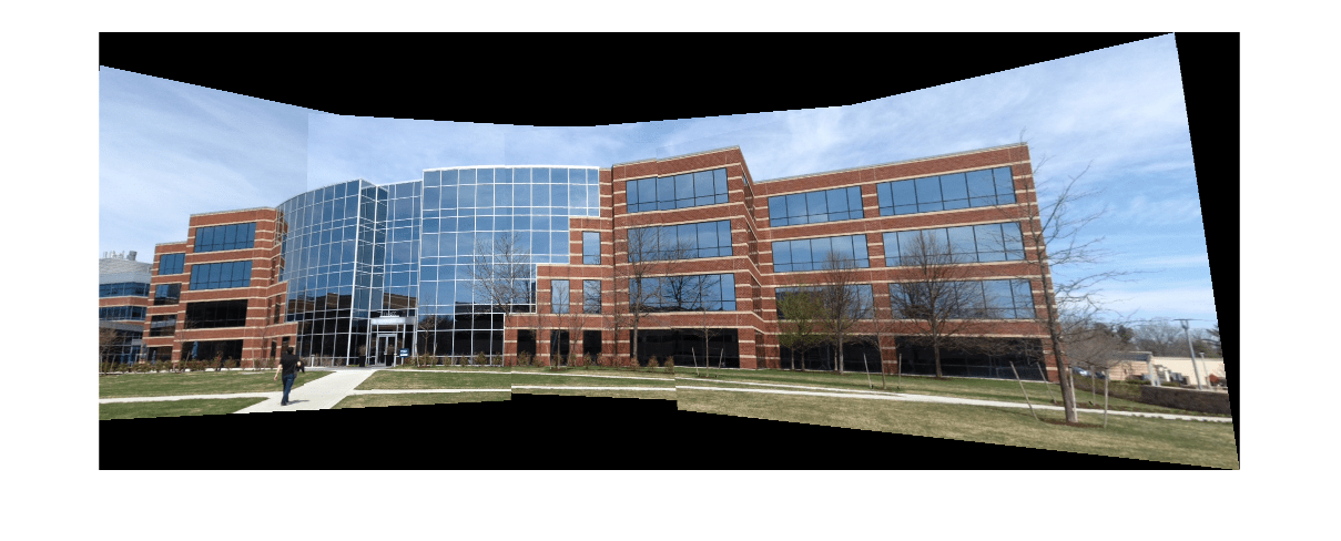 A panoramic image of one of the buildings on the bat365 Apple Hill campus.