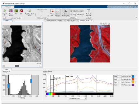 Hyperspectral Viewer app for visualizing hyperspectral data and spectral profiles.