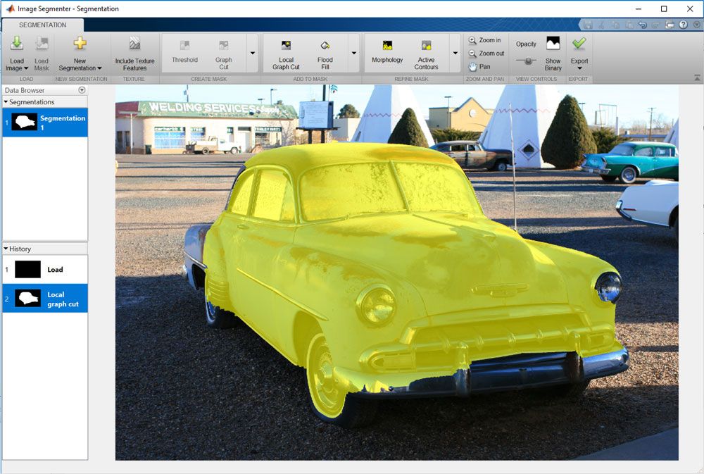Using Image Segmenter App to interactively apply different segmentation techniques.